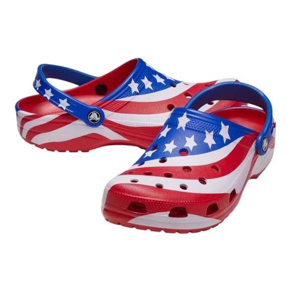 Crocs Classic American Flag‎ Clogs Men's Size 10 Patriotic Shoes 4th of July - Picture 1 of 4